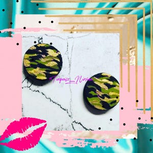 S-29: Purple Camouflage Round Stud Earrings