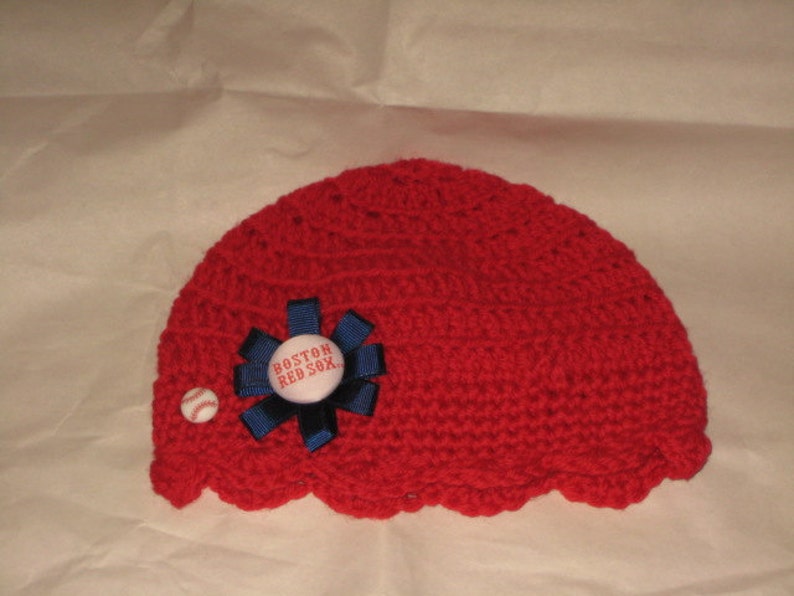 Baby Baseball Hat Boston Red Sox by Dreamy Baby Knits Etsy