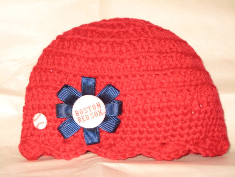 Baby Baseball Hat Boston Red Sox by Dreamy Baby Knits Etsy