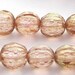 Pink Picasso 10mm Melon Facet Fire Polished Czech Glass Beads 10pc #1042