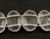 Crystal Clear Flat Rustic Facet Oval 2 Hole 9x13mm Czech Glass Beads 25pc 938 k215