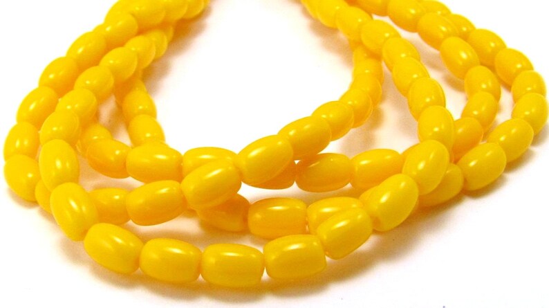 Sunflower Yellow Opaque Czech Glass 4x6mm Rosary Oval Beads 50pc 520 image 1