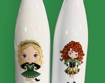 Irish Dancing Girl Personalized Water Bottle - Pick Style, Hair Color and Name!