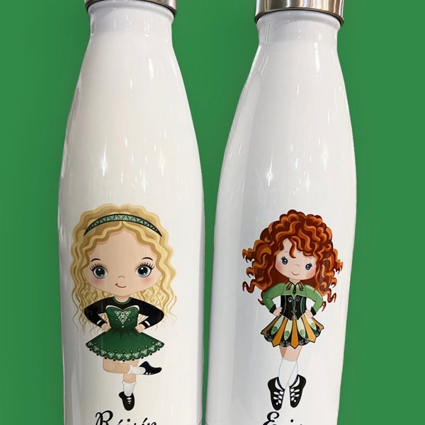 Irish Dancing Girl Personalized Water Bottle - Pick Style, Hair Color and Name!