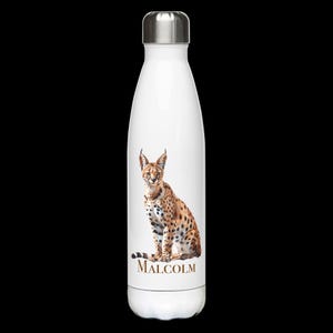 アフリカのサーバルキャット 17オンス ステンレススチール ウォーターボトル (オプションでパーソナライズ可能)