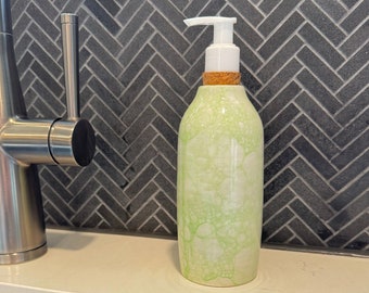 Ceramic Soap Dispenser | Green Bubble Soap Dispenser with Pump | Kitchen Soap Dispenser | Lotion Pump Bottle | Farmhouse Bathroom Decor