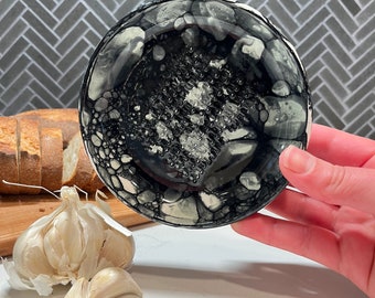 Garlic Grater PREORDER | Black Bubble | Oil & Garlic Dish | Ginger Grater | Gift for Cook | Handcrafted Pottery for Kitchen