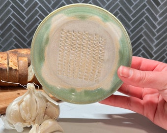 Garlic Grater PREORDER | Seafoam Green | Oil & Garlic Dish | Ginger Grater | Gift for Cook | Handcrafted Pottery for Kitchen