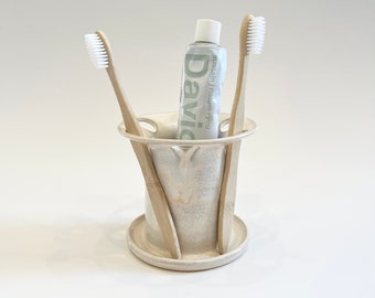 White Toothbrush Holder PREORDER | 6 Slotted | Toothbrush & Tube of Toothpaste Holder | Razor Holder | Toothbrush Bathroom Organization