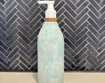 Ceramic Soap Dispenser | Blue Bubble Soap Dispenser with Pump | Kitchen Soap Dispenser | Lotion Pump Bottle | Farmhouse Bathroom Decor
