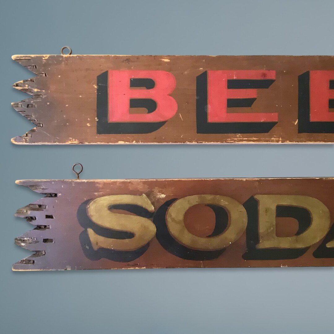 Ham Supper Sign Painted Roadside Wooden Diner Signs Beer Soda Ham Egg & Cheese - Set of ...