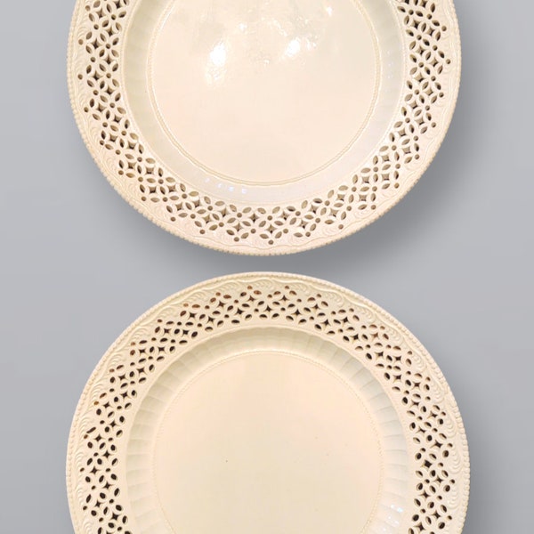 Late 18th Century Reticulated Creamware Plates-a Pair