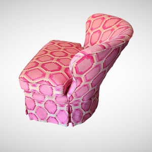 1970s Pink Op-Art Upholstered Swivel Chair