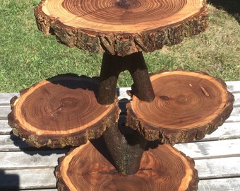 Diamond shape Collapsible Stand Elm Wood Rustic Cake Cupcake Pie Stand Wedding party wooden 4 tier, lumberjack party, wild things are, boho
