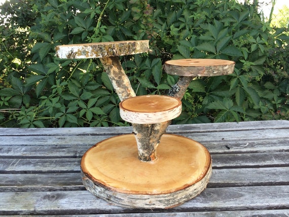 Large Birch Log Wood Rustic Cake Cupcake Pie Stand Wedding party shower wooden 4 tiered Il_570xn