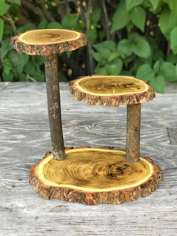 Small Black Locust Wood Rustic Cake Cupcake Stand Wedding party shower wooden 3 tiered Il_570xn