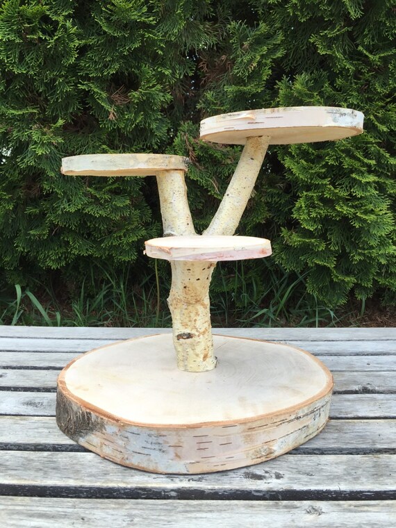 Large Birch Log Wood Rustic Cake Cupcake Stand Wedding party shower wooden 4 tiered Il_570xn