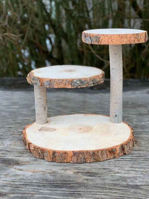 Large Pine Wood No Oil Rustic Cake Cupcake Stand Collapsible