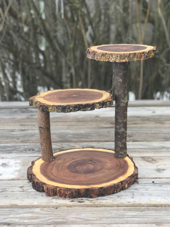Small Log Elm Wood Rustic Cake Cupcake, Wooden Tiered Cake Stand Australia