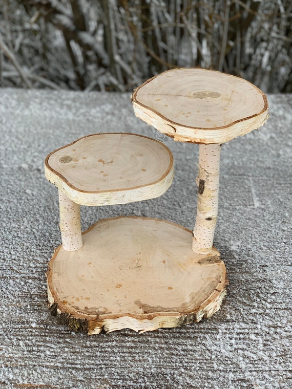 Large Birch Wood Rustic Cake Cupcake Stand Collapsible Wedding party