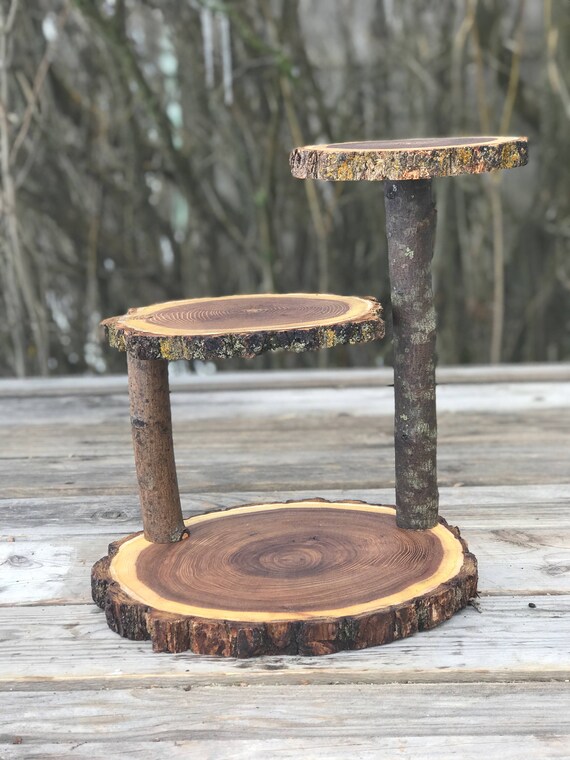 Large Elm Wood Rustic Cake Cupcake Stand Collapsible Wedding Party