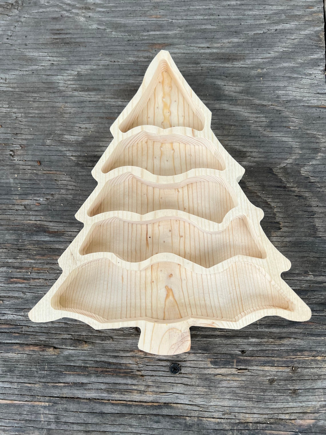 Pine Wood Christmas Tree Snack Tray Christmas Candy Tray Etsy