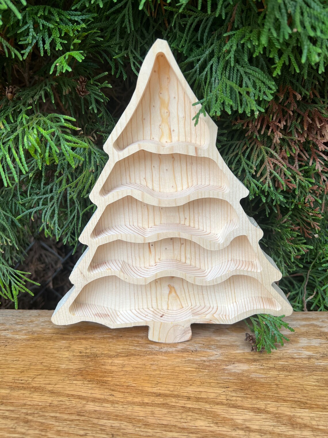 Pine Wood Christmas Tree Snack Tray Christmas Candy Tray Etsy