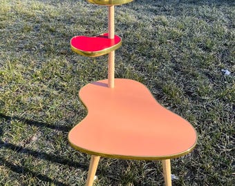 3 Tiered MCM Birnenform Blumenständer, bunter Vintage Mid-Century Modern Minimalist Indoor Blumenständer Beistelltisch Retro Blumentisch