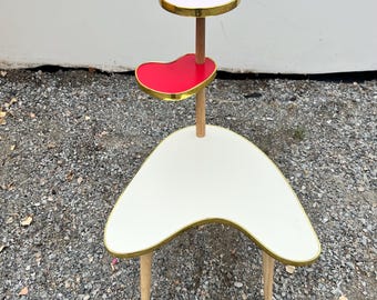3 Tiered MCM Boomerang Form Blumenständer, Bunter Vintage Mid-Century Modern Minimalist Indoor Blumenständer Beistelltisch Retro Blumentisch