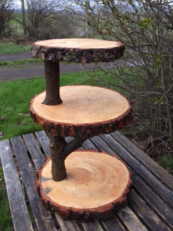 Large Log Pine Wood Rustic Cake Cupcake Stand Wedding party shower