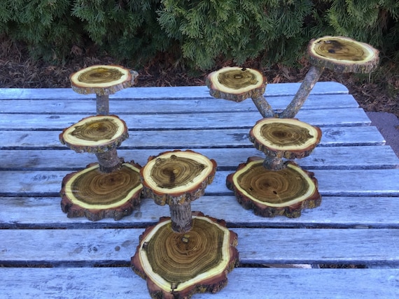 Mini Black Locust Wood Rustic Cupcake/Jewelry Stand combo Wedding party shower wooden Il_570xn