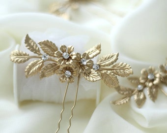 Gold leaf hair pins Wedding hair pins flower Bridal hair pins gold Wedding hair accessories gold Bridal hair accessories