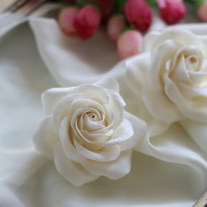 Ivory White rose Bridal Hair flower Bridal Hair accessories Wedding Hair flower Bridal hair clip Rose hair Wedding hair accessories image 1