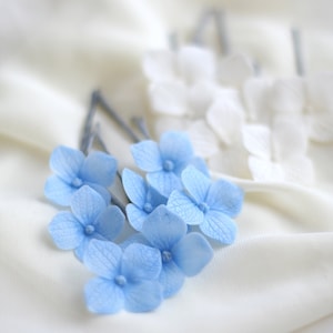 Light Blue Hydrangea hair pins, Bridal Flower hair pins, Blue Floral hair pins, Wedding Flower hair pins blue