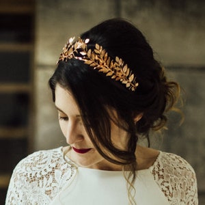 Rose Gold Leaf Crown, Leaf Wedding Crown, Gold Wedding Tiara, Leaf Headpiece, Wedding hair accessories rose gold