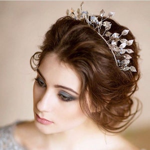 Silver Leaf Crown Tiara Leaf Headpiece Silver Wedding Headpiece Leaf Bridal Crown Leaf Wedding hair accessories