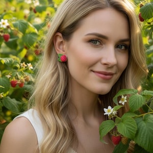 Realistic Raspberry Stud Earrings: Polymer Clay Jewelry