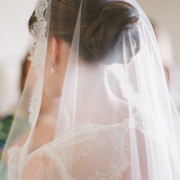 White French Lace veil, Wedding veil lace, Bridal veil ivory, Mantilla veil, Chapel veil