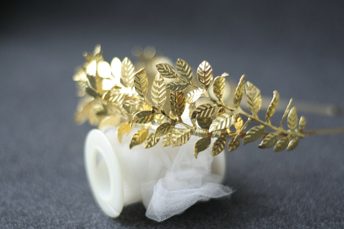 Gold Leaf Crown Greek Leaf Crown Leaf Wedding Crown Leaf Etsy