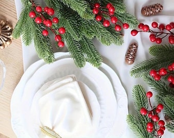 Real Touch Artificial Pine Stems, Winter Greenery Branch for Holiday Crafts & Decor, DIY Arrangement