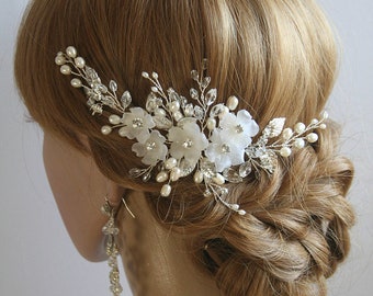 Flower Bridal Hair Comb Wedding Hair Comb Flower Bridal Hair Accessories Bridal Headpiece Ivory Wedding Hair Accessories