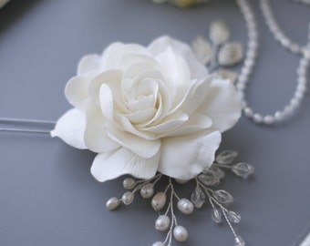 Gardenia hair pin Bridal hair pins flower Wedding hair pins flower Wedding headpiece flower Bridal hair accessories Wedding hair accessories