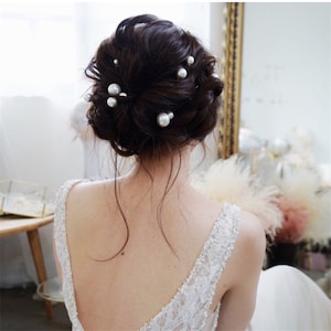 Large Pearl Hair Pins Pearl Wedding Hair Pins Pearl Bridal hair pins Wedding hair accessories Bridal hair accessories image 4