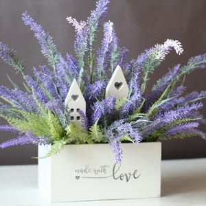 Lavender Centerpiece in Wood Box: Rustic Farmhouse Table Decoration