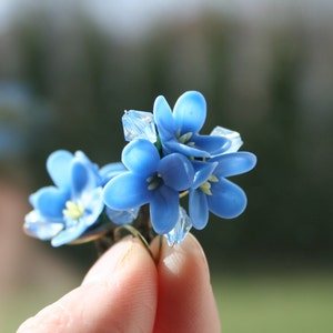 Blue Lilac earrings, Blue Flower earrings dangle, Blue Floral earrings, Flower jewelry, Floral jewelry, Polymer clay flower earrings