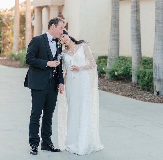 Cape veil wedding dress sale