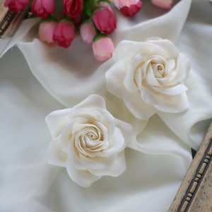 Ivory White rose Bridal Hair flower Bridal Hair accessories Wedding Hair flower Bridal hair clip Rose hair Wedding hair accessories image 3