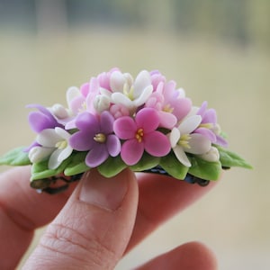 Polymer Clay Flower Barrette: Floral Hair Clip, Bronze Metal