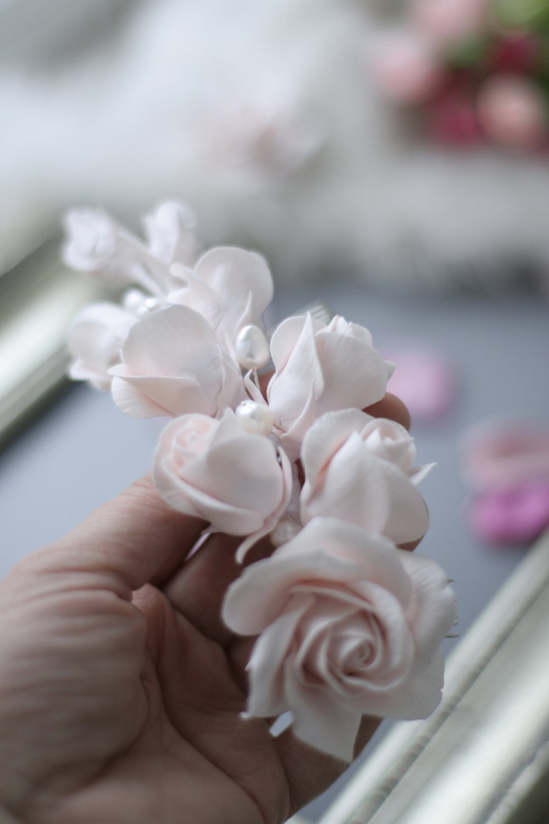 Rose hair piece Rose Wedding Hair flower Rose Bridal hair Etsy