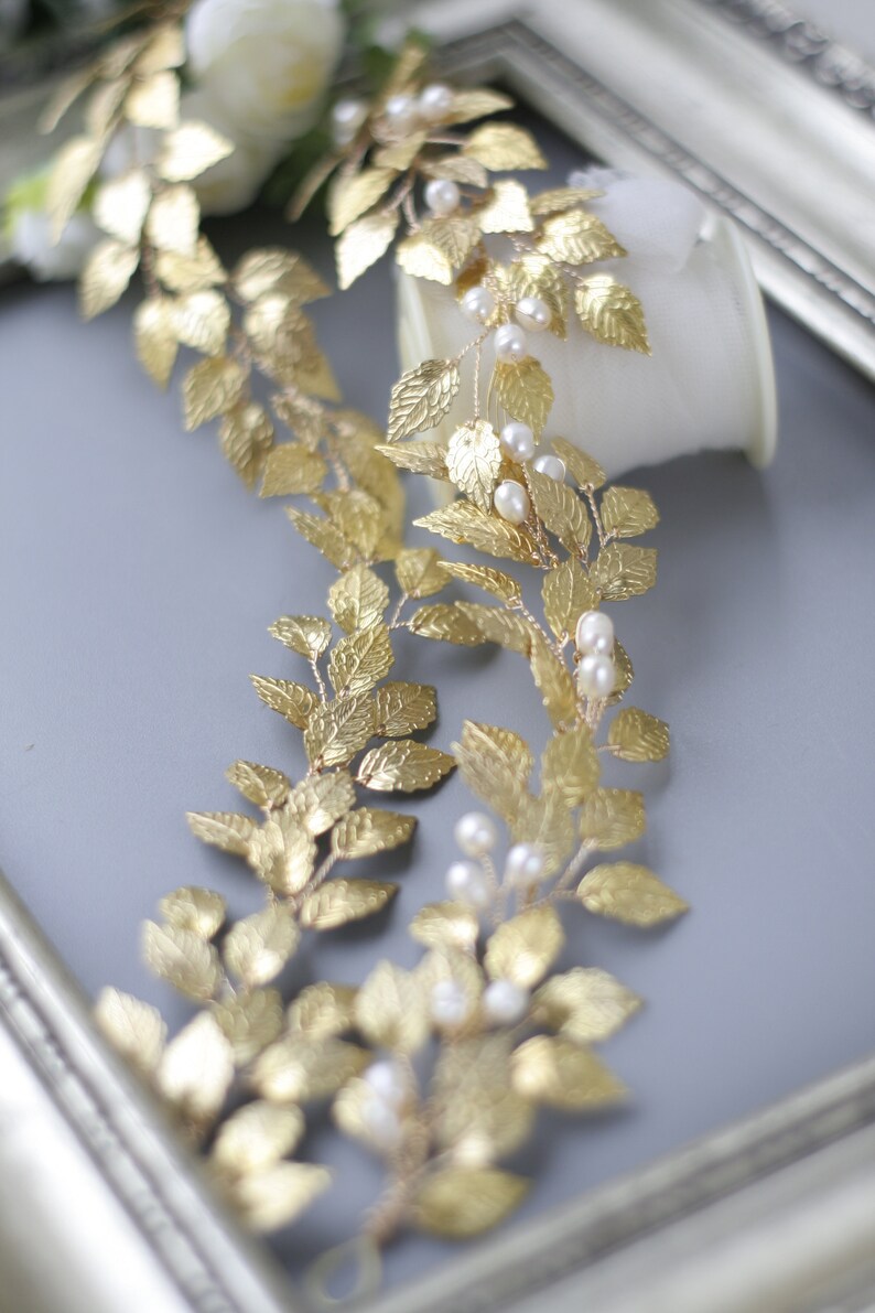 Gold Leaf Crown Gold Wedding Crown Gold Bridal Crown Leaf Etsy